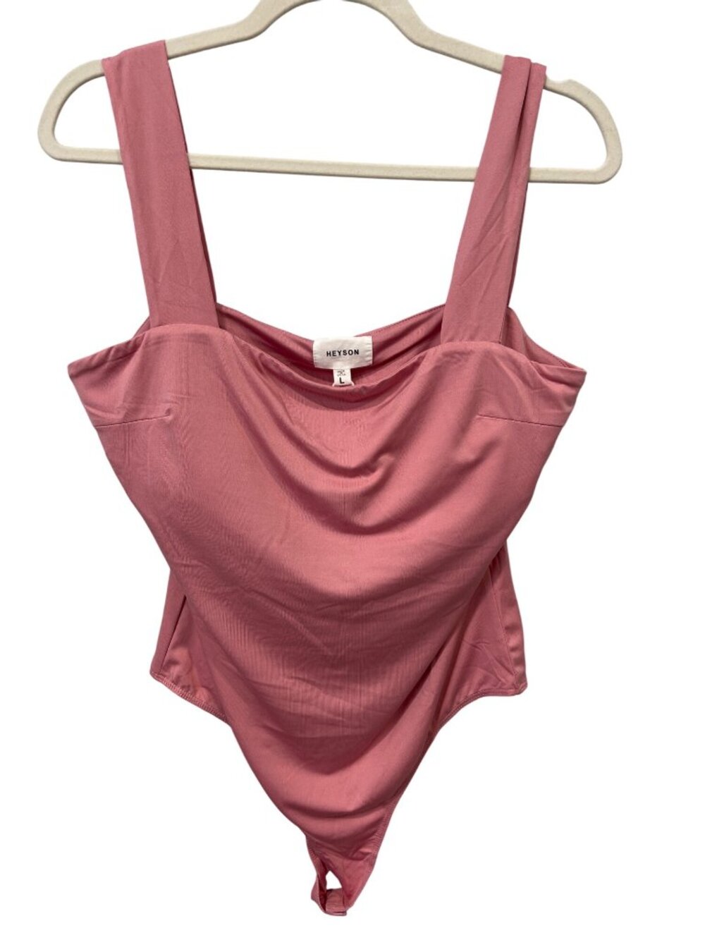Heyson Bodysuit Large One Piece Sleeveless Tank Wide Strap Pink Feminine NEW